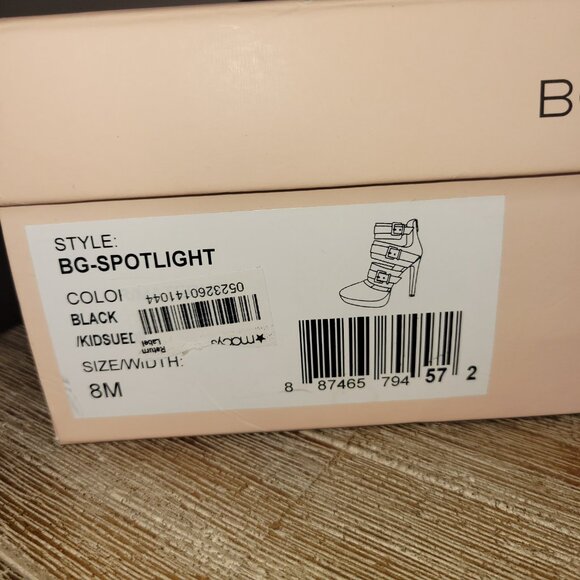 BCBG Generation Black Suede Pointy Strappy High Heels with Gold Buckles Size 8 - Picture 10 of 10